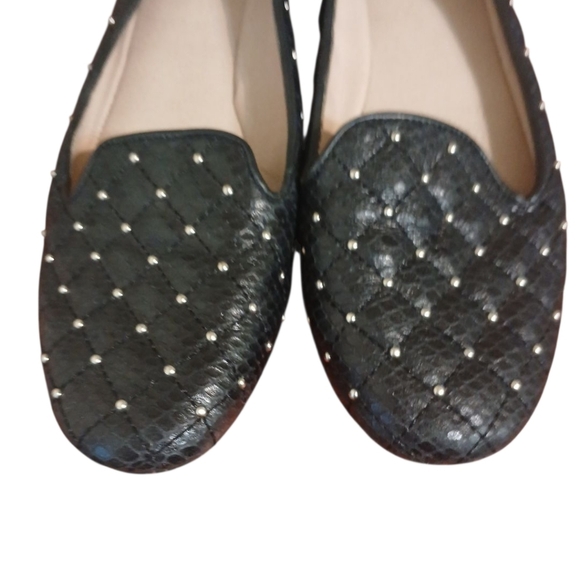 Vince Camuto Black Quilted Studded Flats Loafers Size 8 - Picture 4 of 11